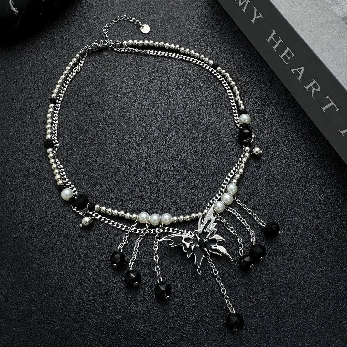 Accessories Double Layer Butterfly Fringe Pearl Chain Necklace
