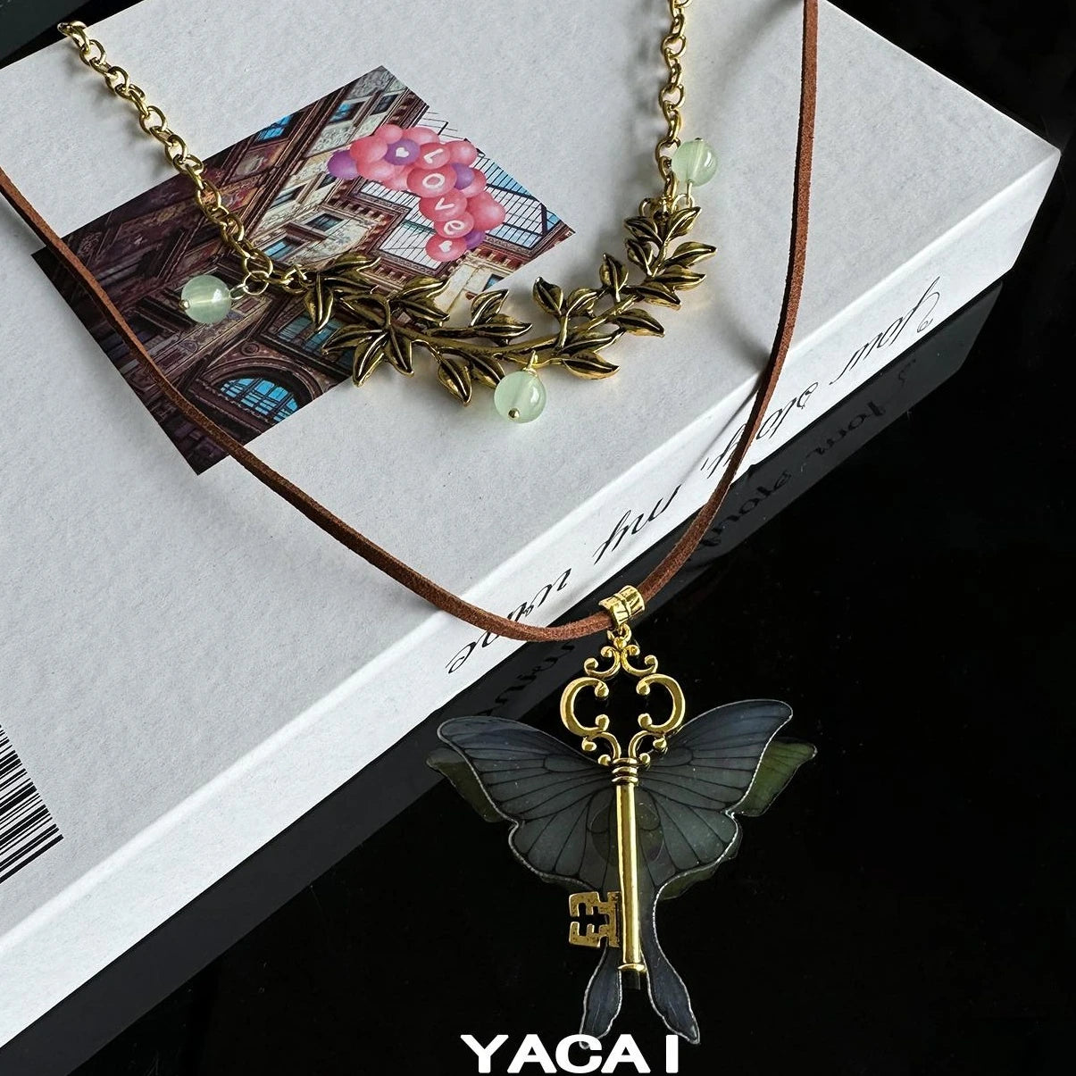Accessories Double Layer Butterfly Pendant Necklace