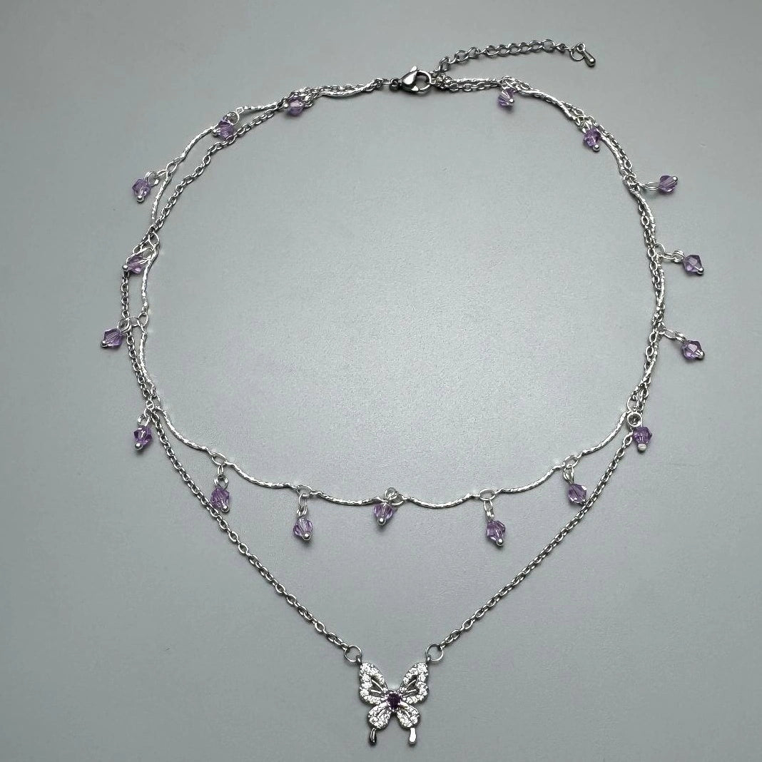 Accessories Double Layer Butterfly Tassel Choker
