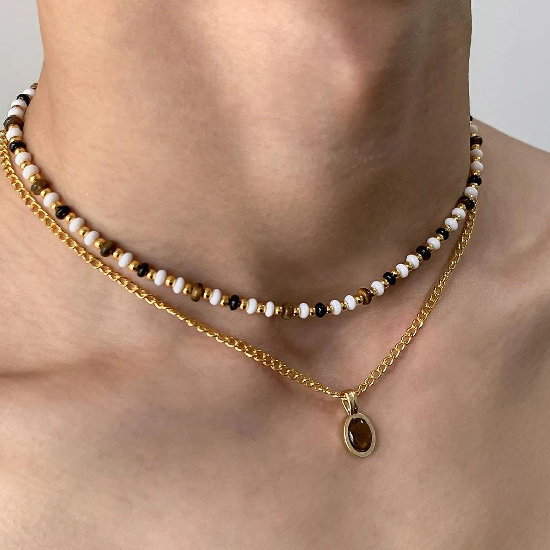 Accessories Double Layer Cat S Eye Stone Lariat Necklace
