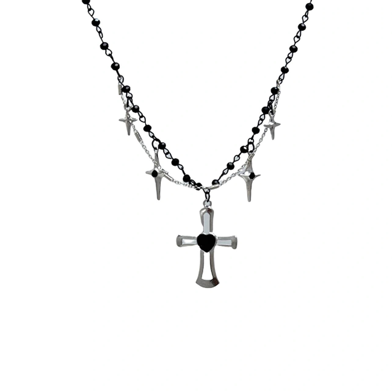 Accessories Double Layer Cross Star Choker Necklace