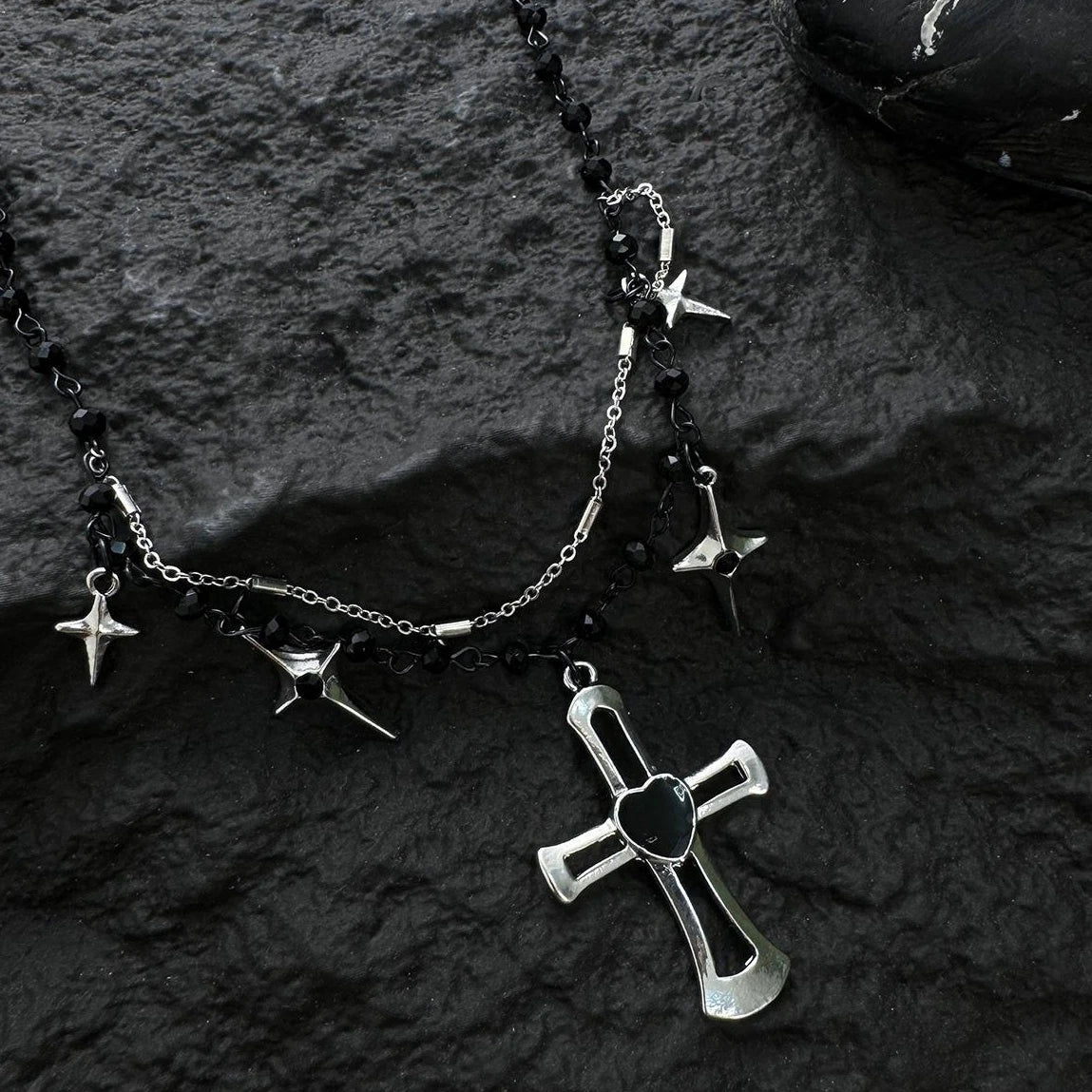 Accessories Double Layer Cross Star Choker Necklace