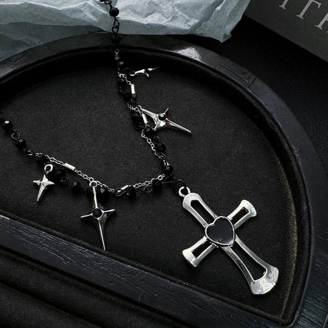Accessories Double Layer Cross Star Choker Necklace