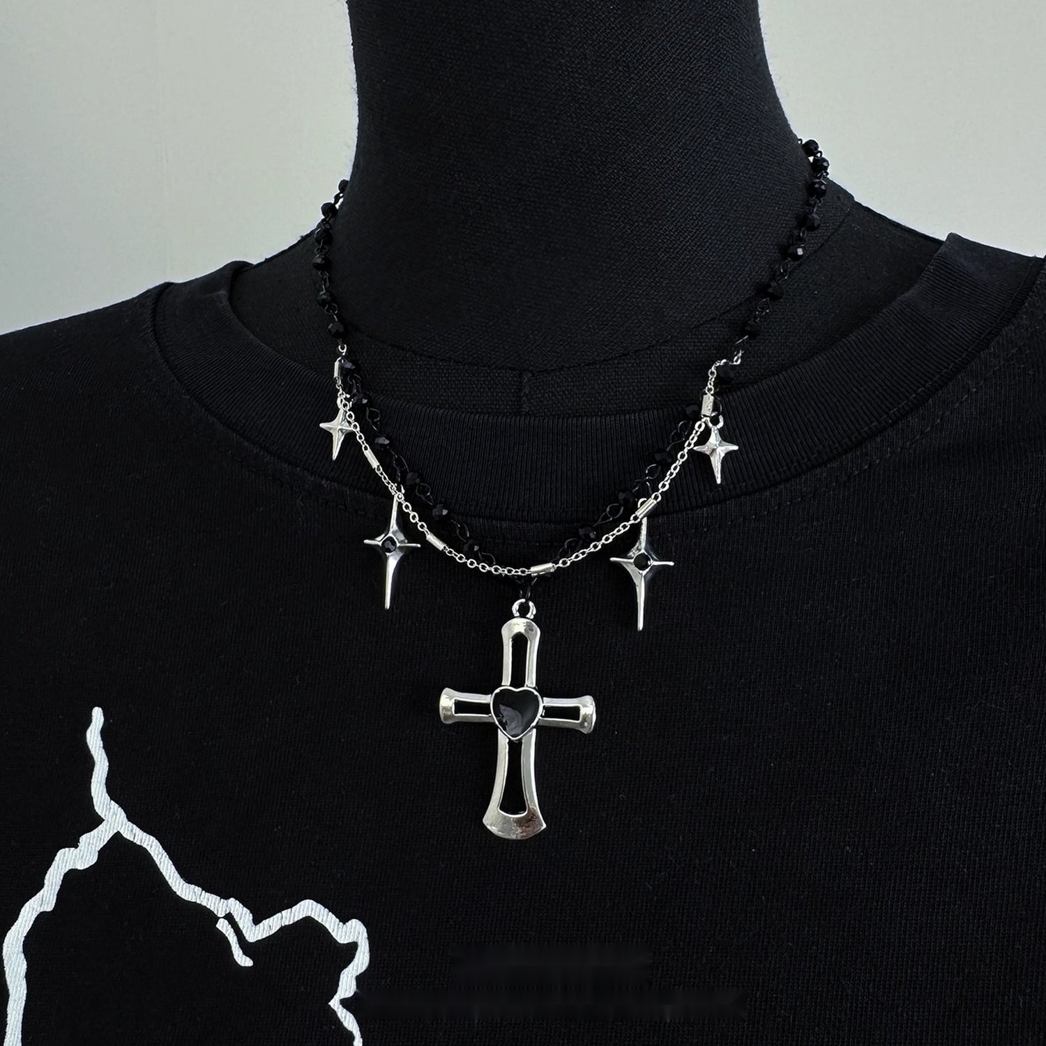 Accessories_Double_Layer_Cross_Star_Choker_Necklace_MISSTT