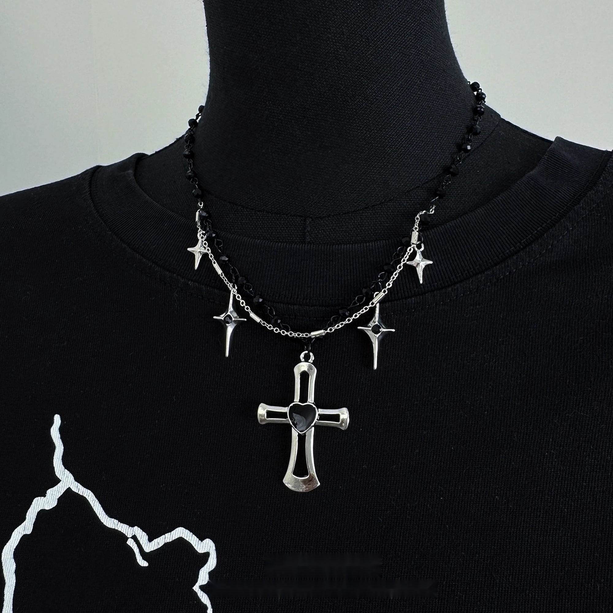 Accessories_Double_Layer_Cross_Star_Choker_Necklace_MISSTT