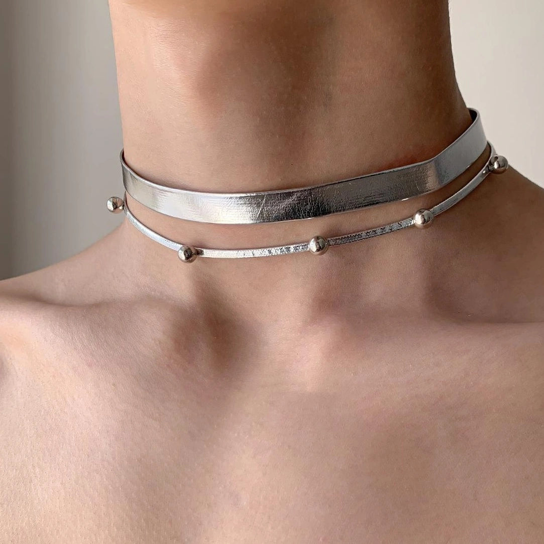 Accessories Double Layer Crystal Bead Choker Necklace
