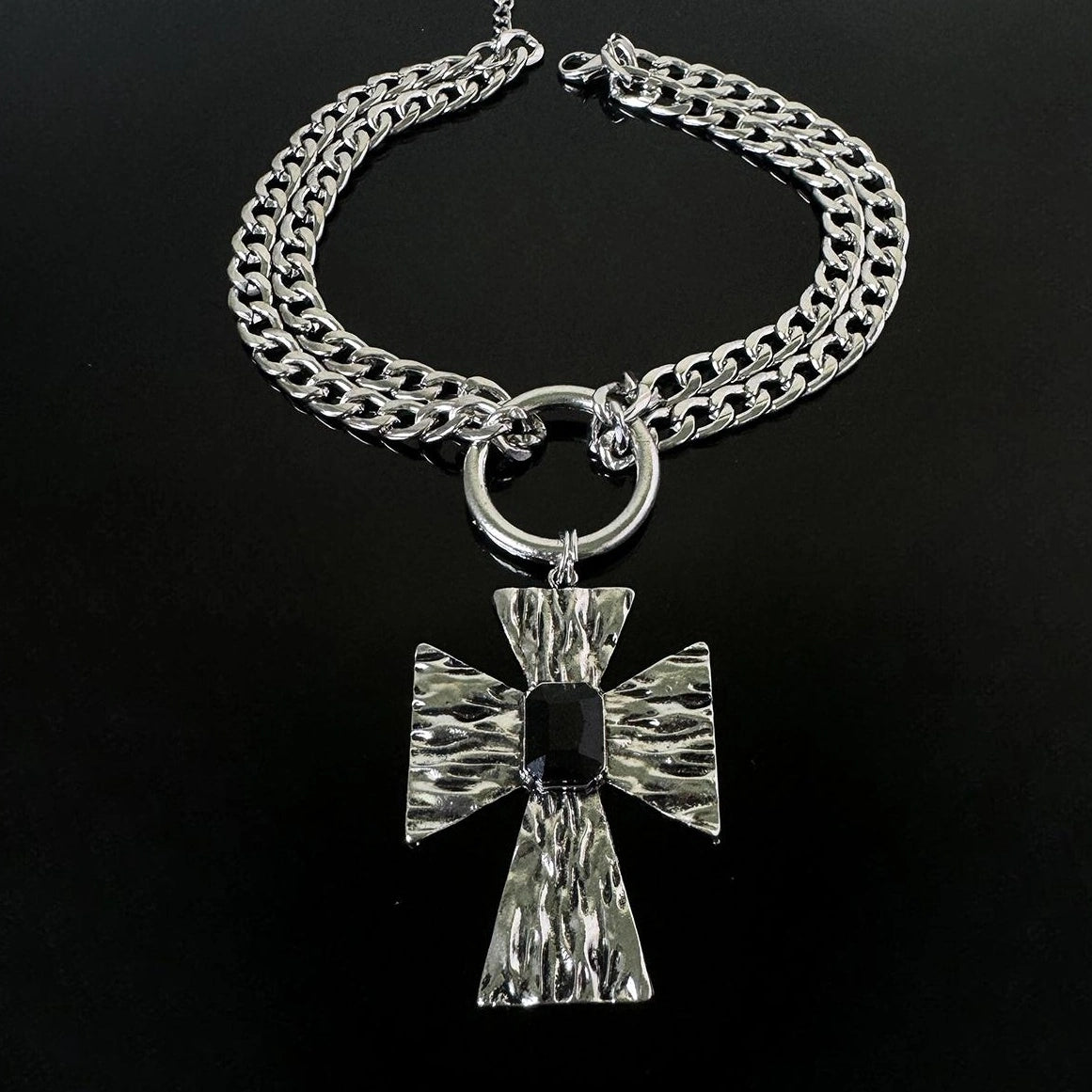 Accessories Double Layer Gothic Cross Necklace