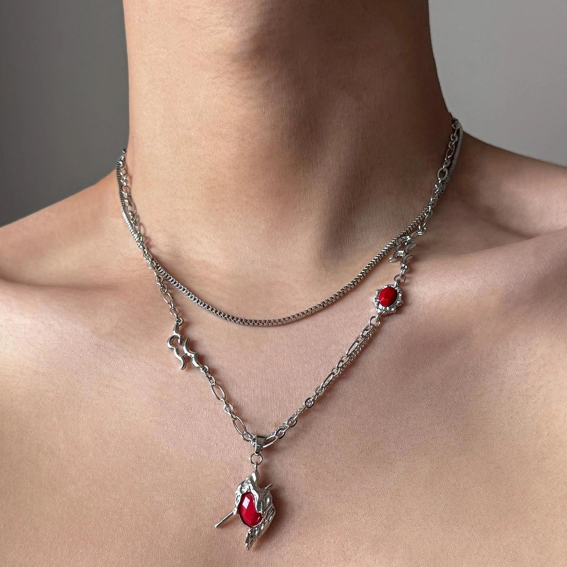 Accessories Double Layer Heart Hunter Chain Necklace