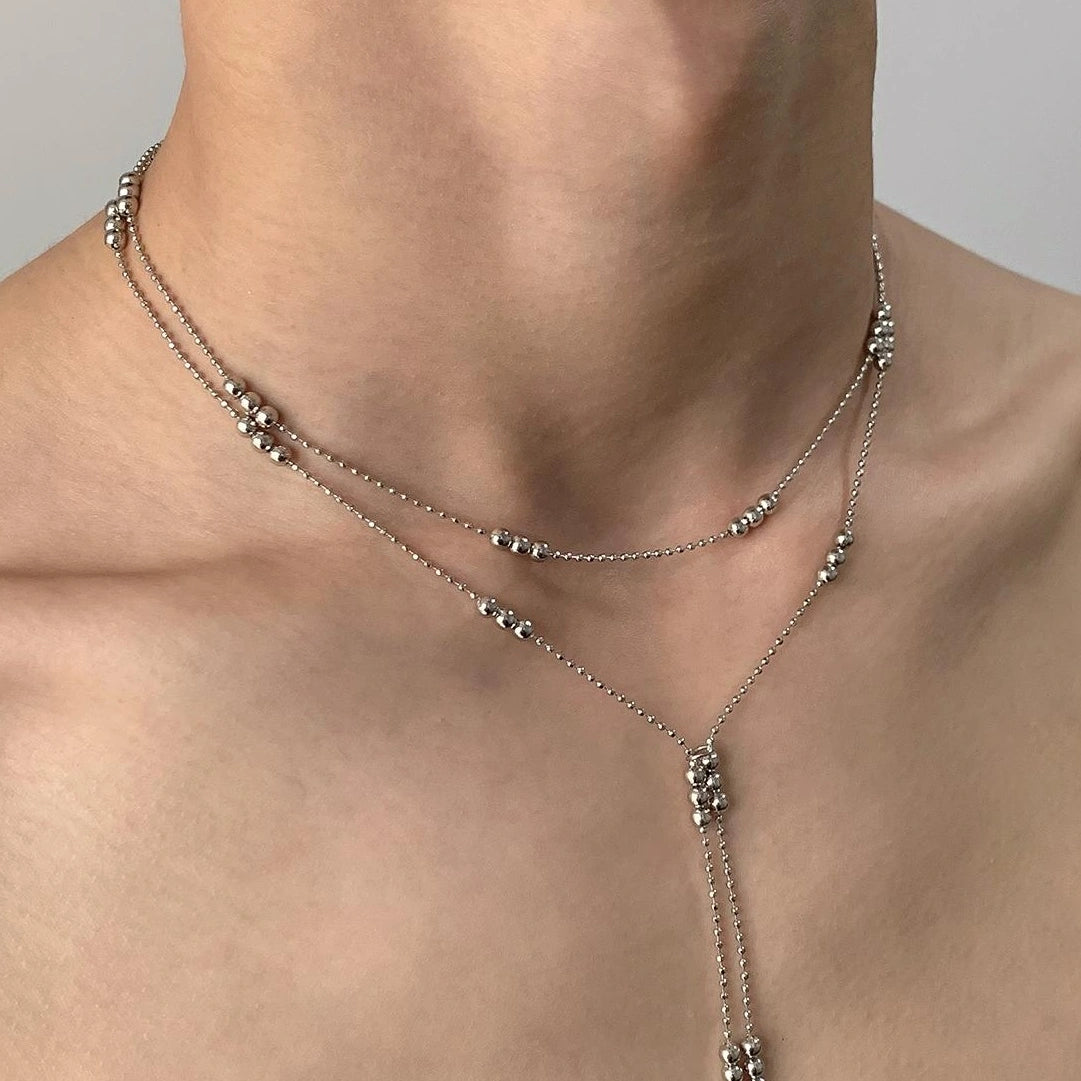 Accessories Double Layer Metal Ballpoint Necklace