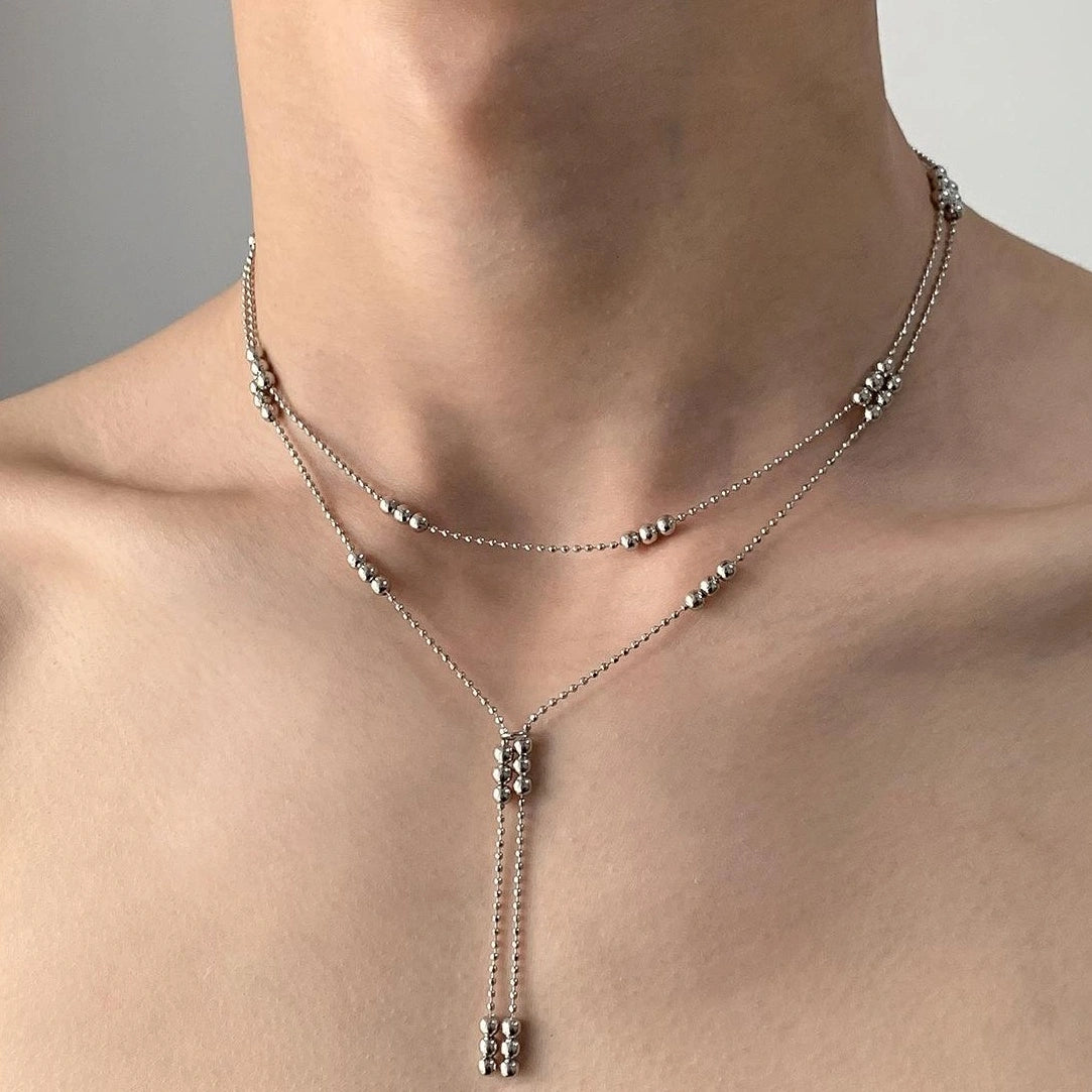 Accessories Double Layer Metal Ballpoint Necklace