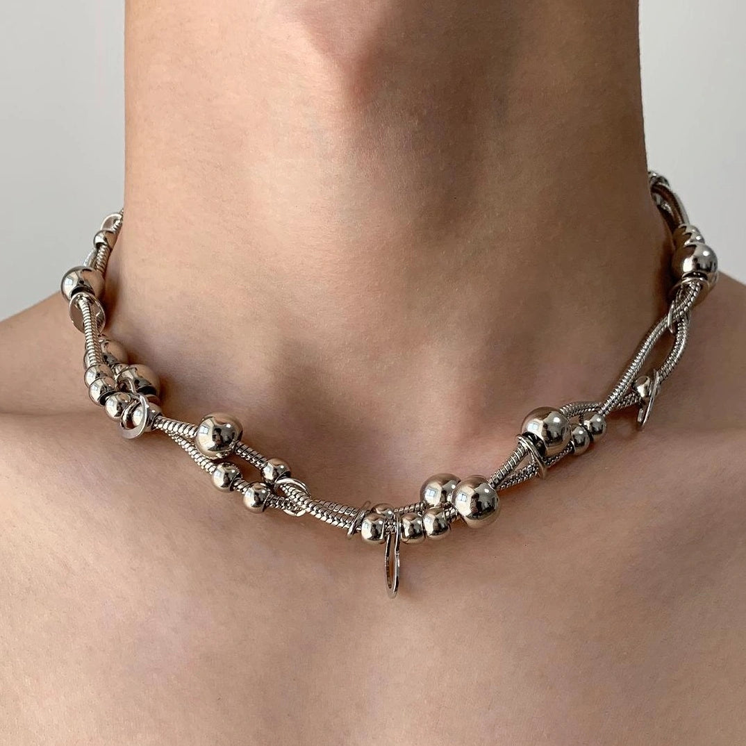 Accessories Double Layer Metal Bead Necklace