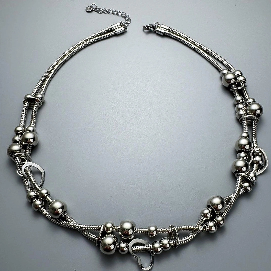 Accessories Double Layer Metal Bead Necklace