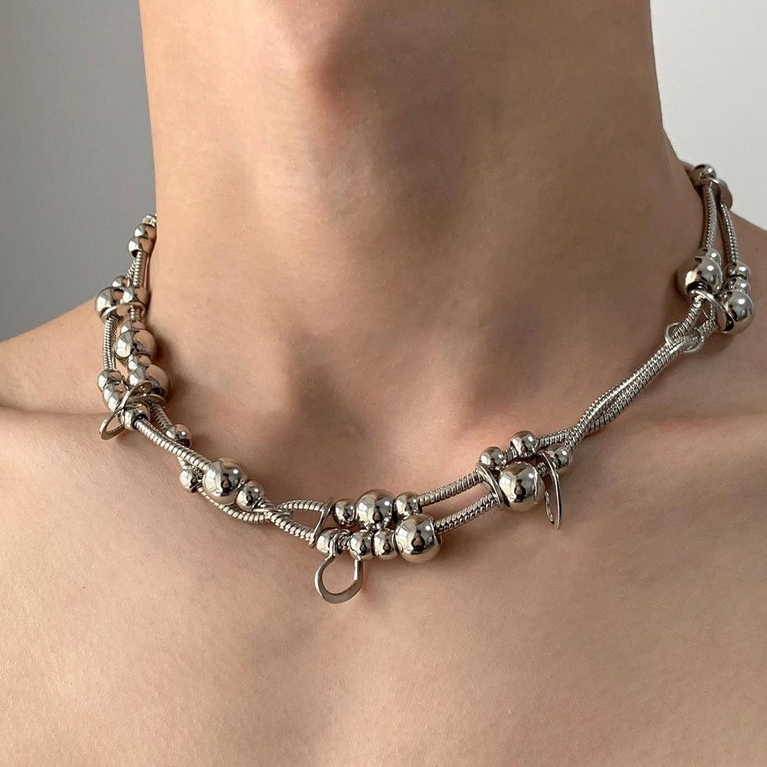 Accessories Double Layer Metal Bead Necklace