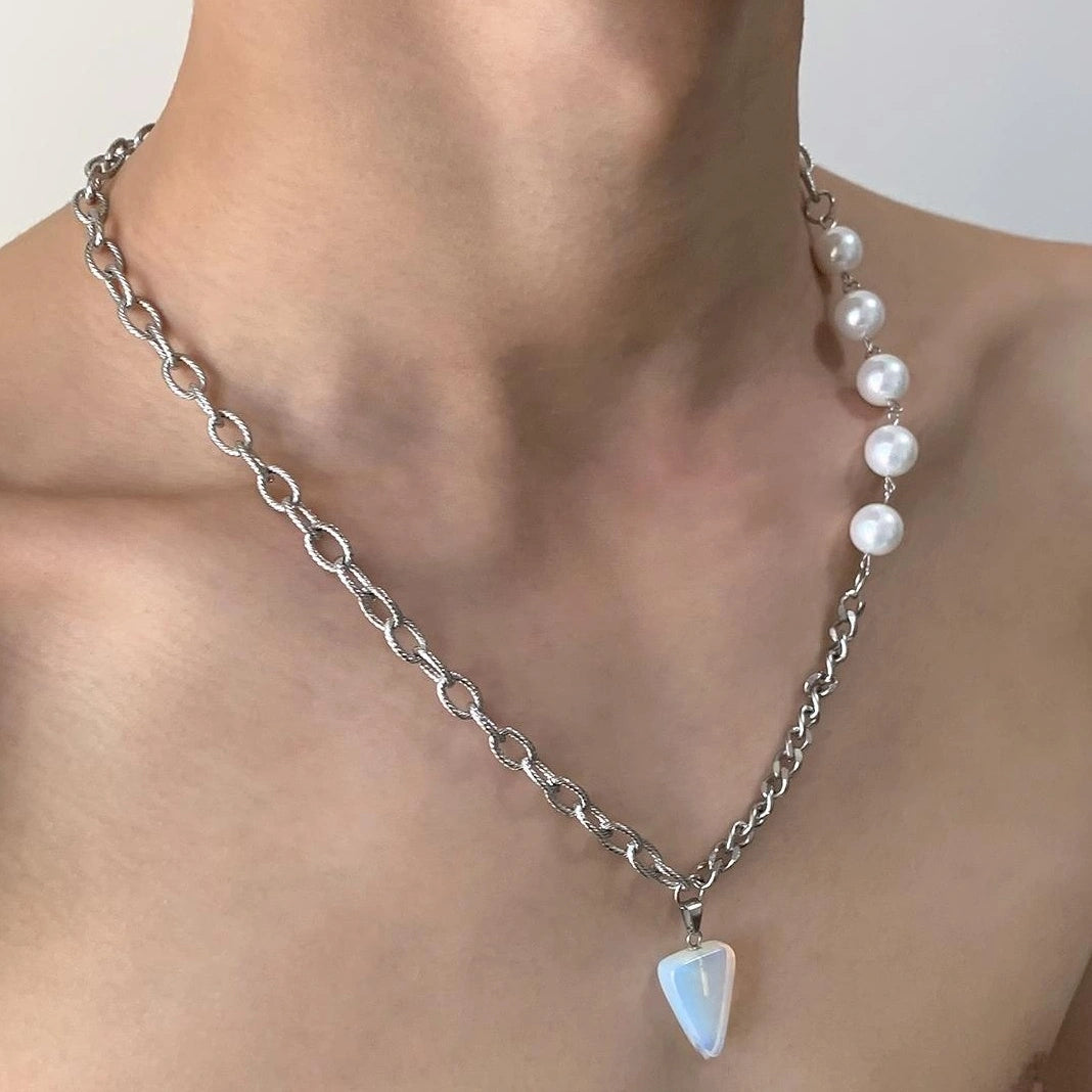 Accessories Ethereal Pearl Statement Necklace V-Neck T-Shirt Long-Sleeve