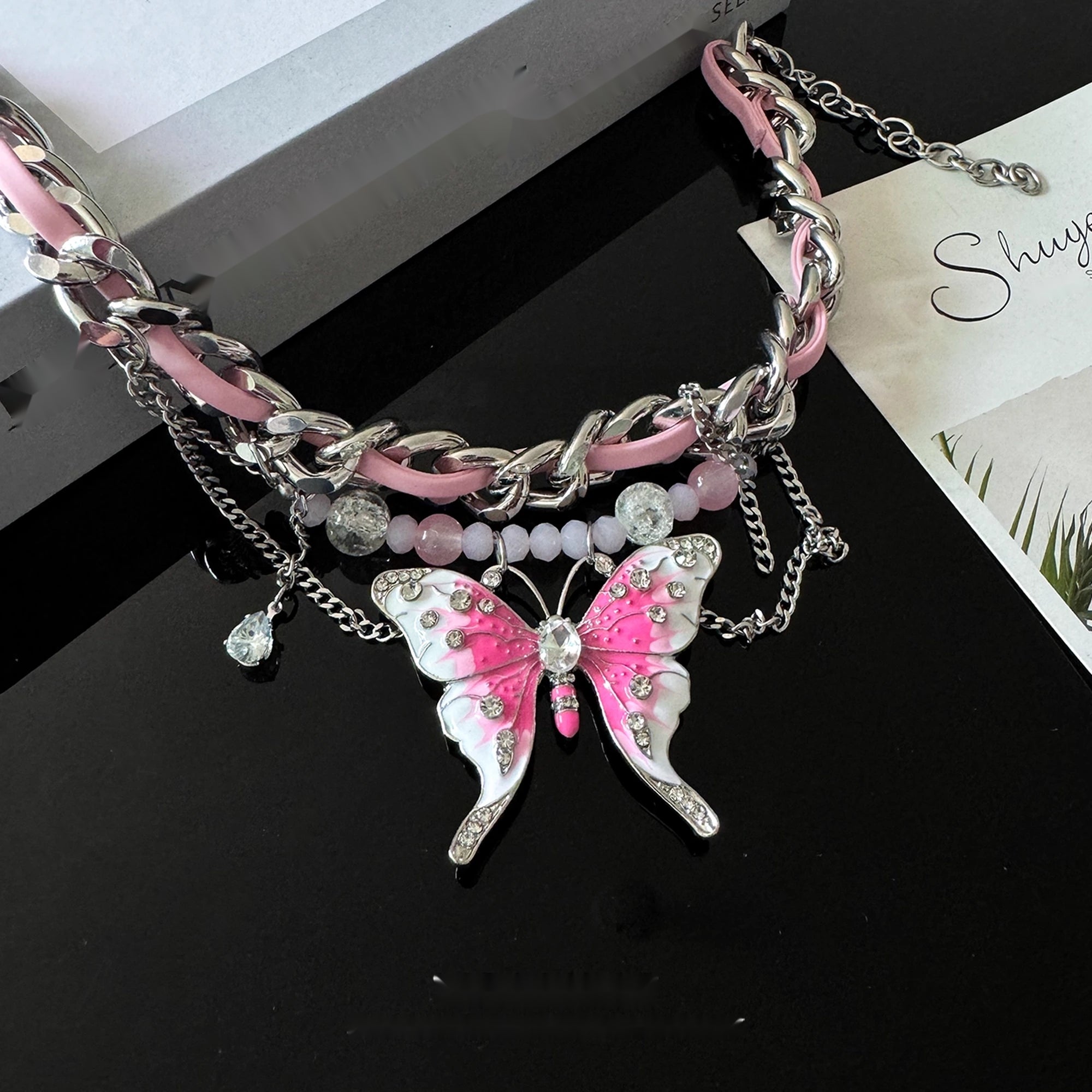 Accessories_Exaggerated_Pink_Butterfly_Choker_Necklace_MISSTT