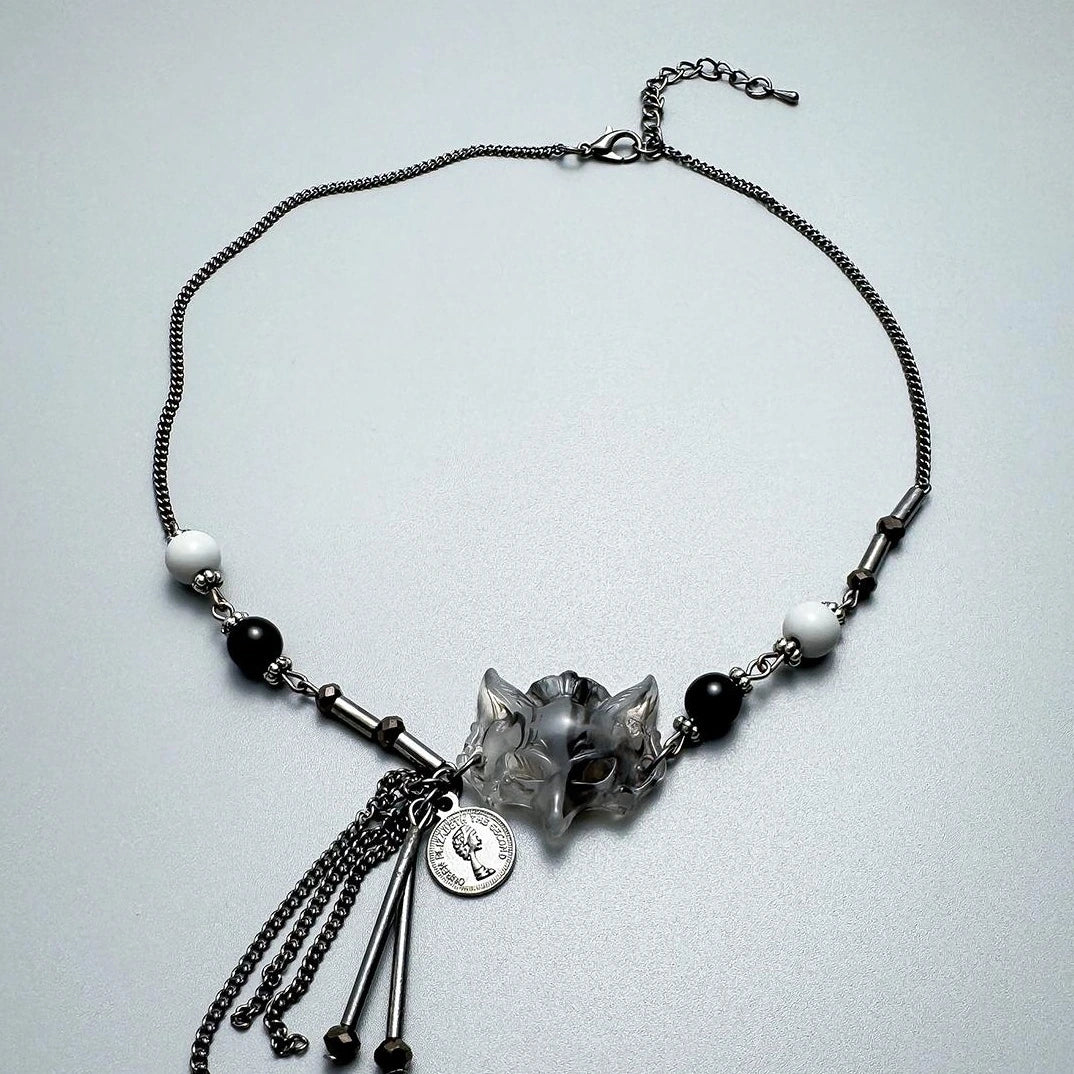 Accessories Fox Mask Beaded Fringe Necklace