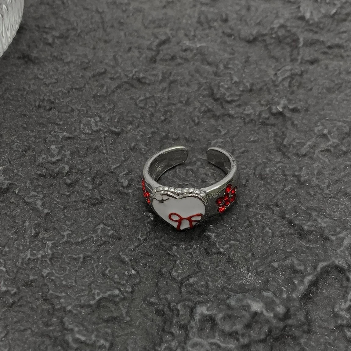 Accessories French Retro Red Bow Adjustable Ring