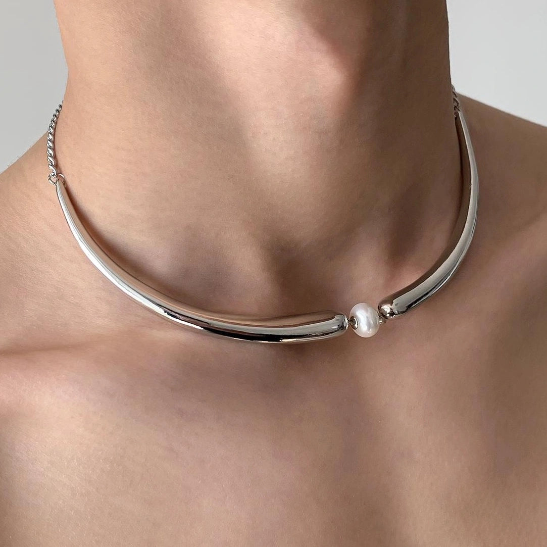 Accessories Geometric Pearl Chain Necklace