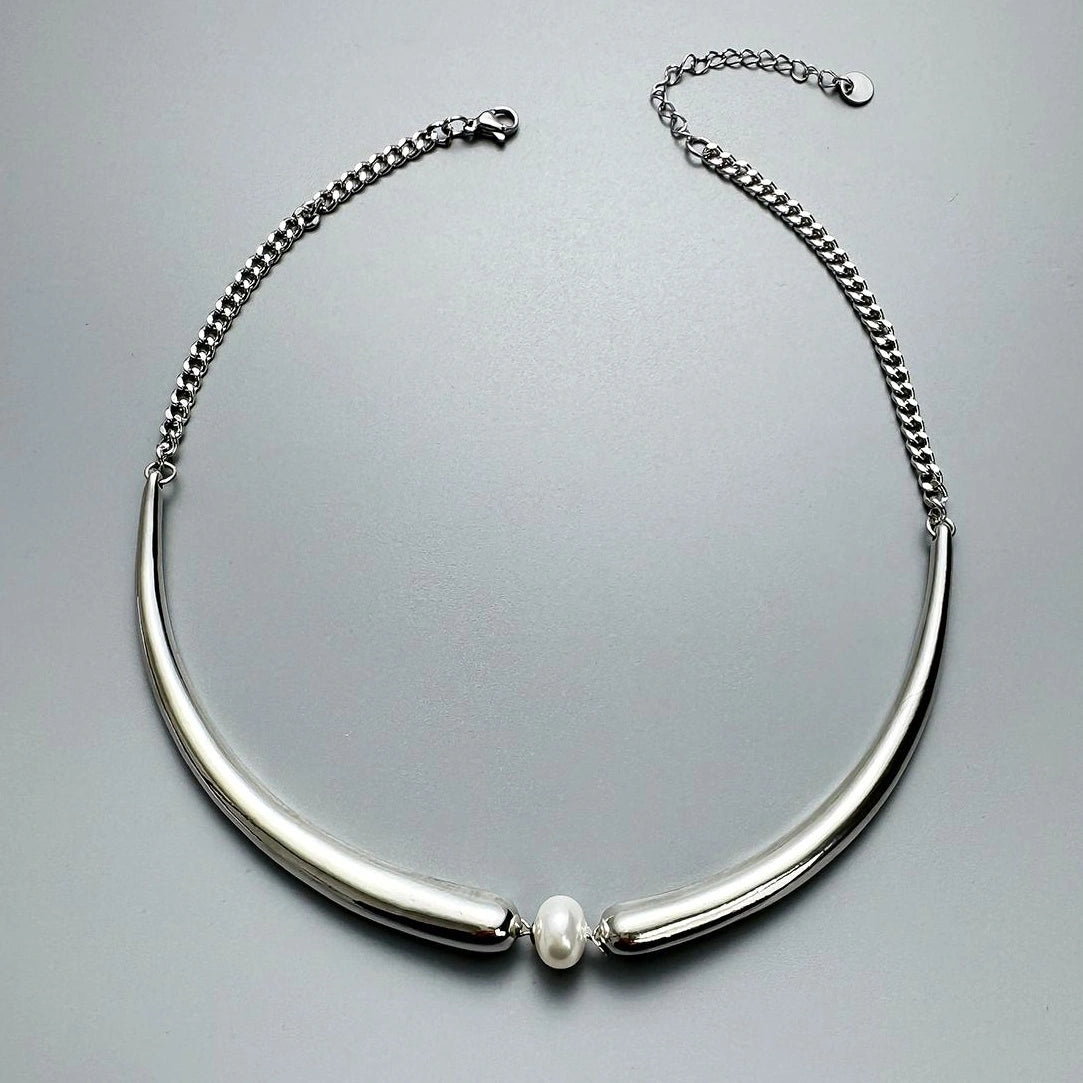 Accessories Geometric Pearl Chain Necklace