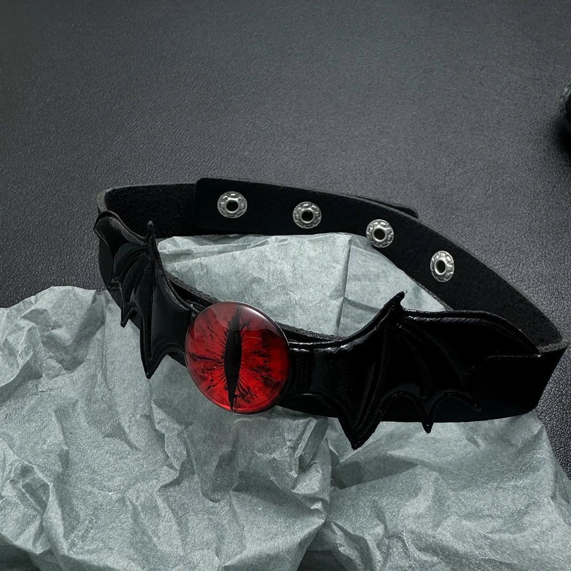 Accessories Gothic Bat Demon Eye Leather Choker