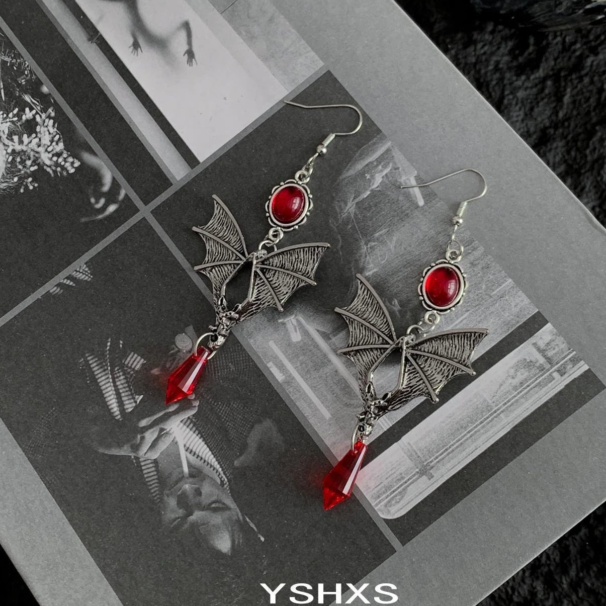 Accessories Gothic Bat Red Zircon Punk Earrings