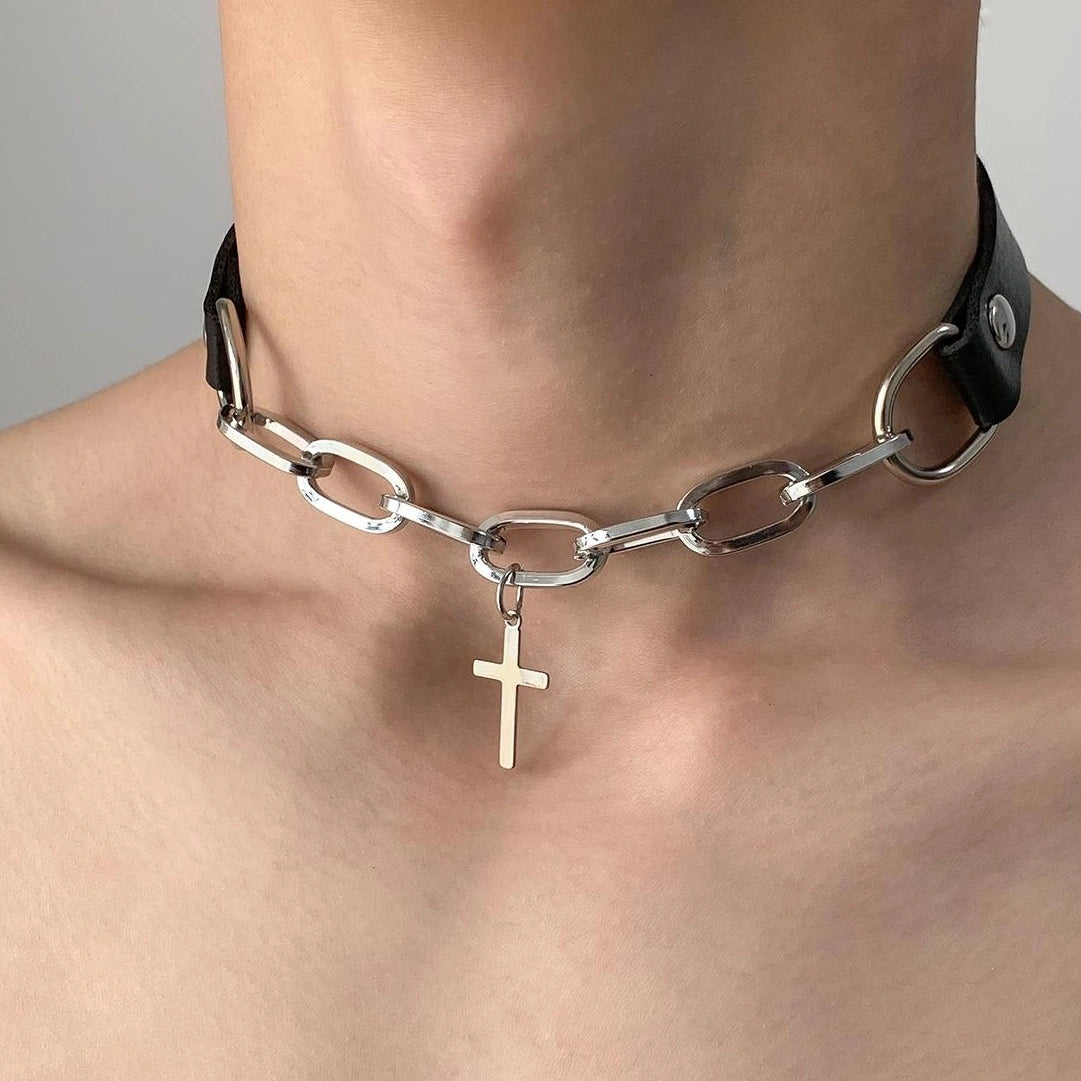 Accessories Gothic Cross Choker Chain Punk Collar Necklace