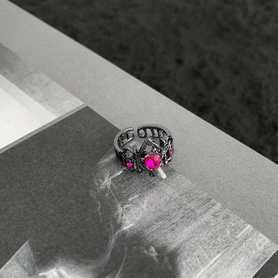 Accessories Gothic Crown Heart Open Ring