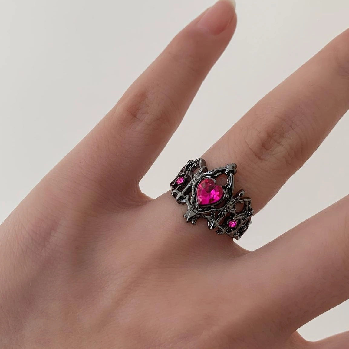 Accessories Gothic Crown Heart Open Ring