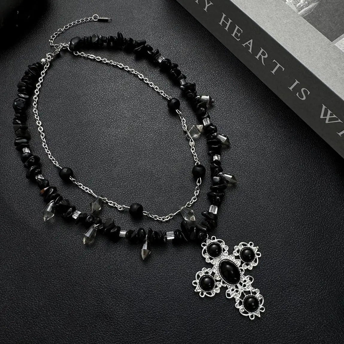 Accessories Gothic Crystal Shard Double Layer Choker Necklace