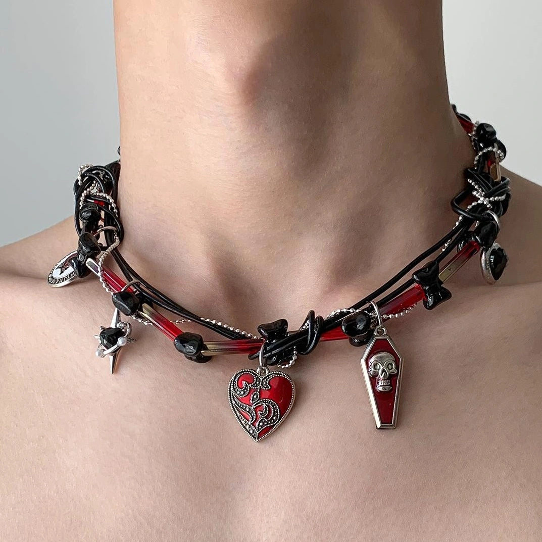 Accessories Gothic Entwined Heart Choker Necklace