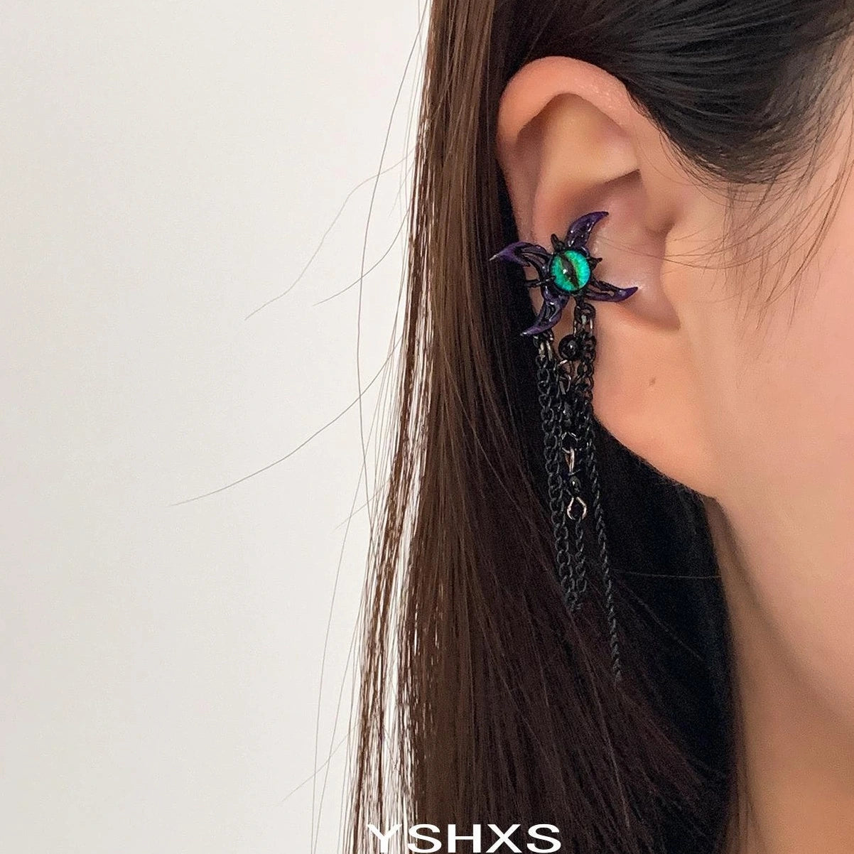 Accessories Gothic Green Demon Eye Fringe Ear Clip
