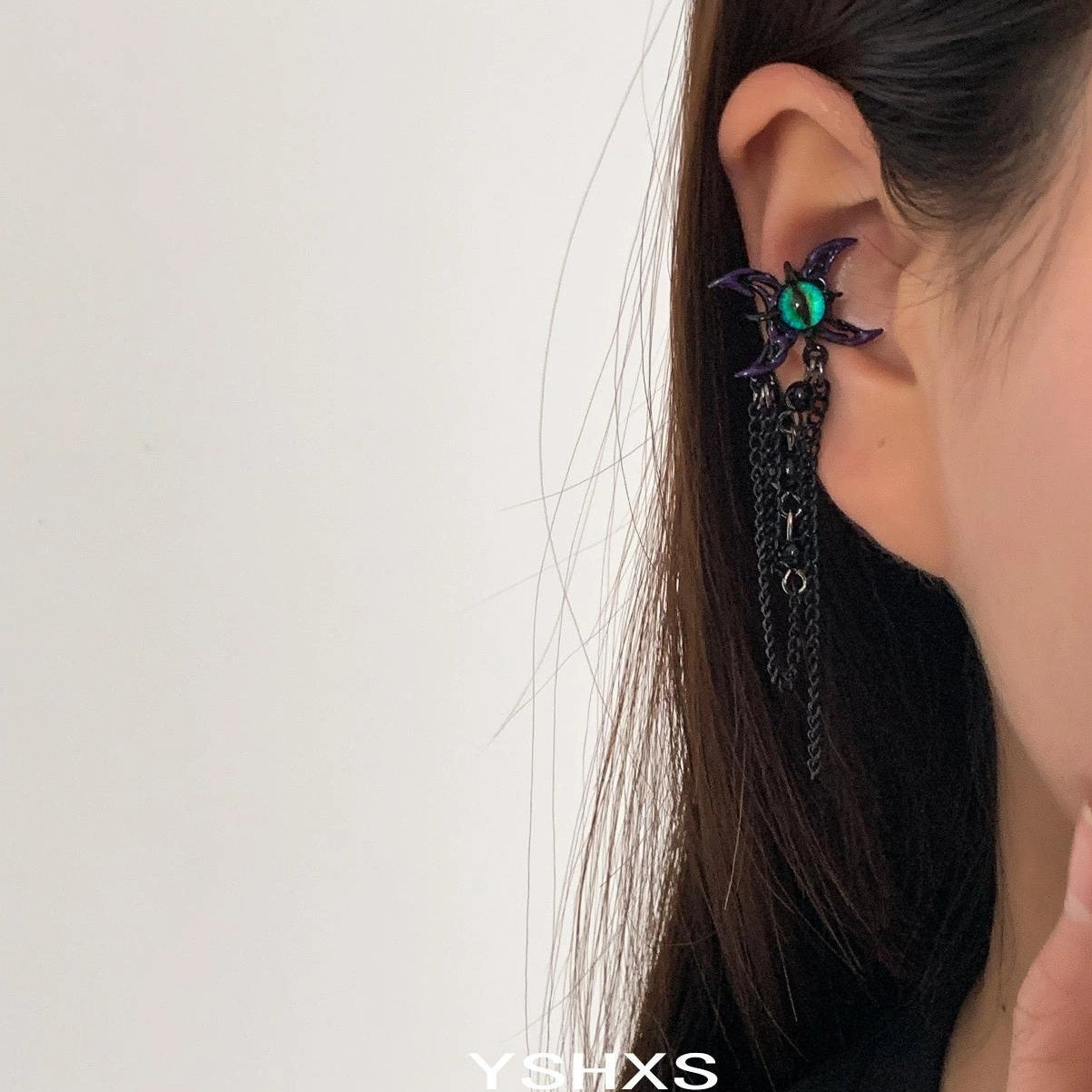 Accessories Gothic Green Demon Eye Fringe Ear Clip