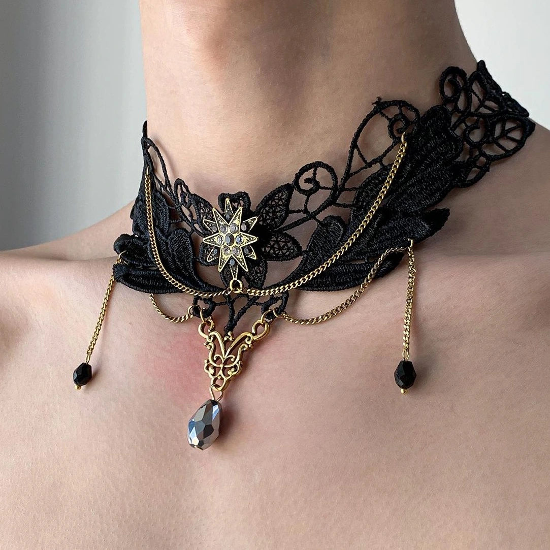 Accessories Gothic Lace Fringe Statement Choker