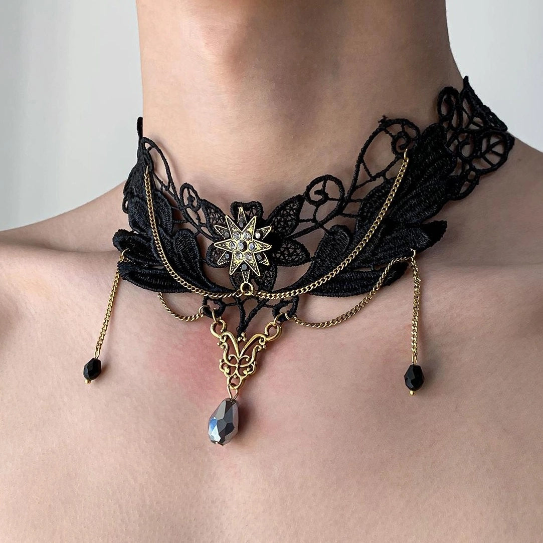 Accessories Gothic Lace Fringe Statement Choker