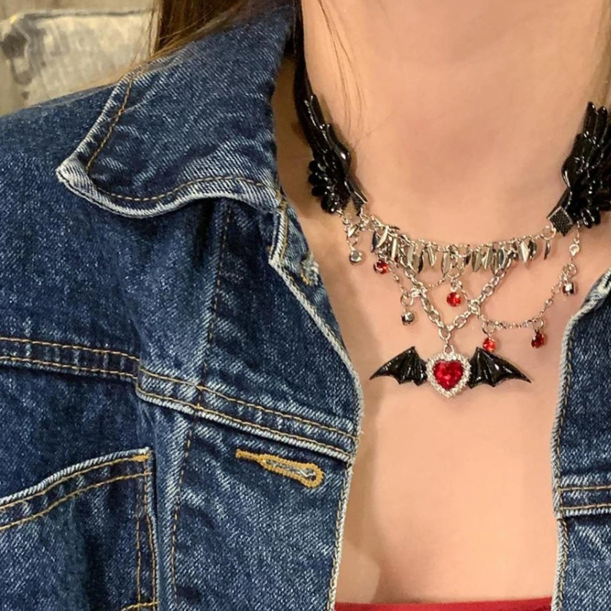 Accessories Gothic Love Bat Wing Choker Necklace