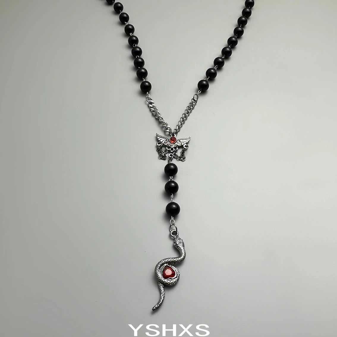 Accessories Gothic Punk Pearl Serpent V-neck Necklace
