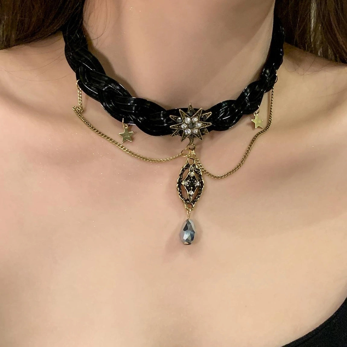 Accessories Gothic Punk Studded Leather Choker Necklace