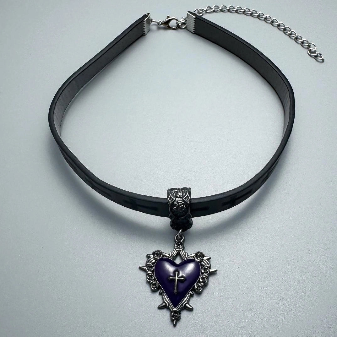 Accessories Gothic Purple Heart Punk Choker Collar
