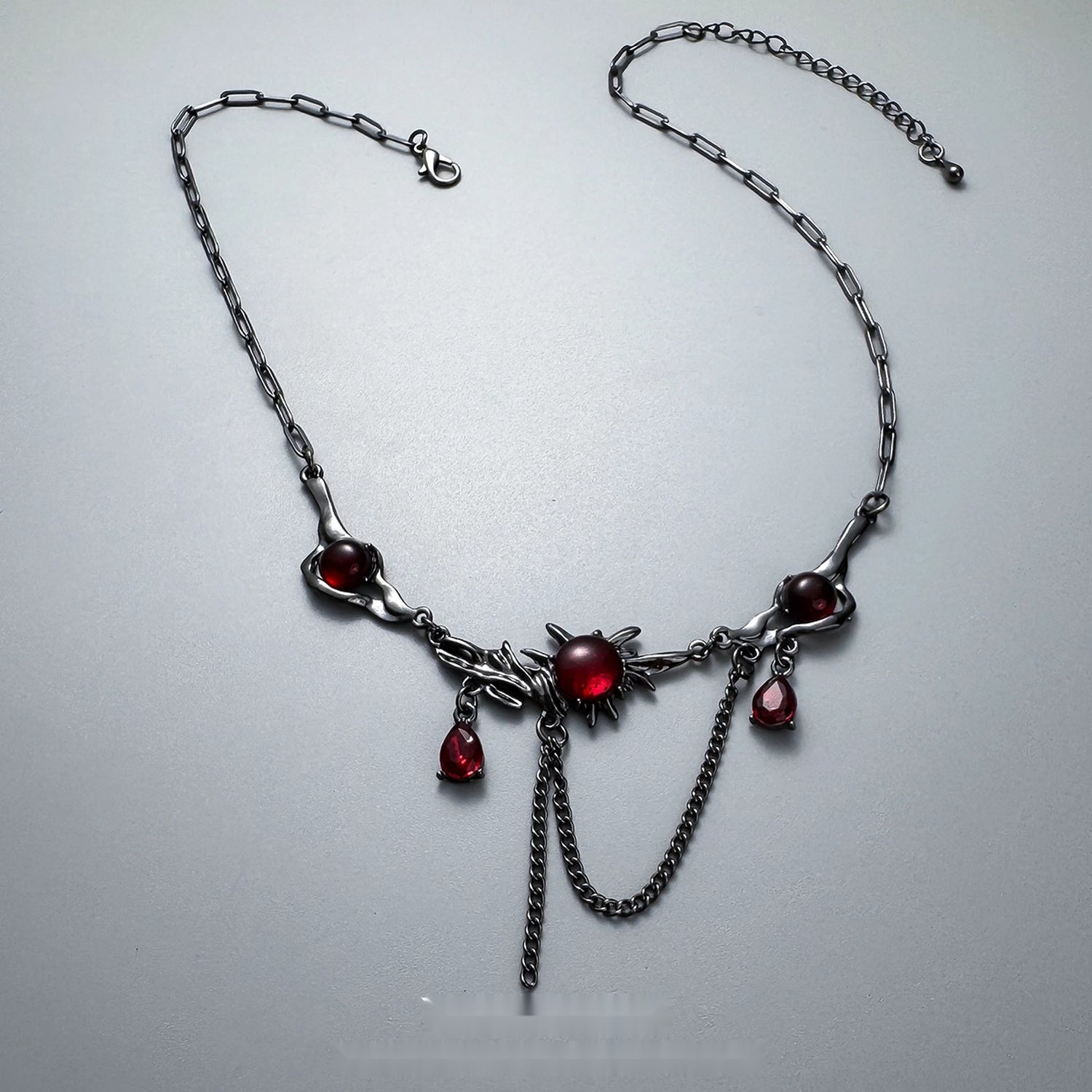 Accessories_Gothic_Red_Crystal_Fringe_Choker_Necklace_MISSTT