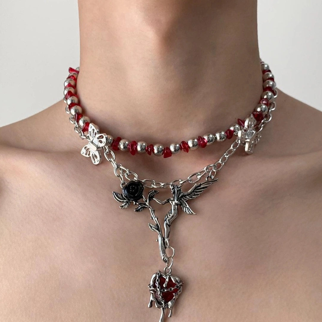 Gothic Red Heart Choker Necklace