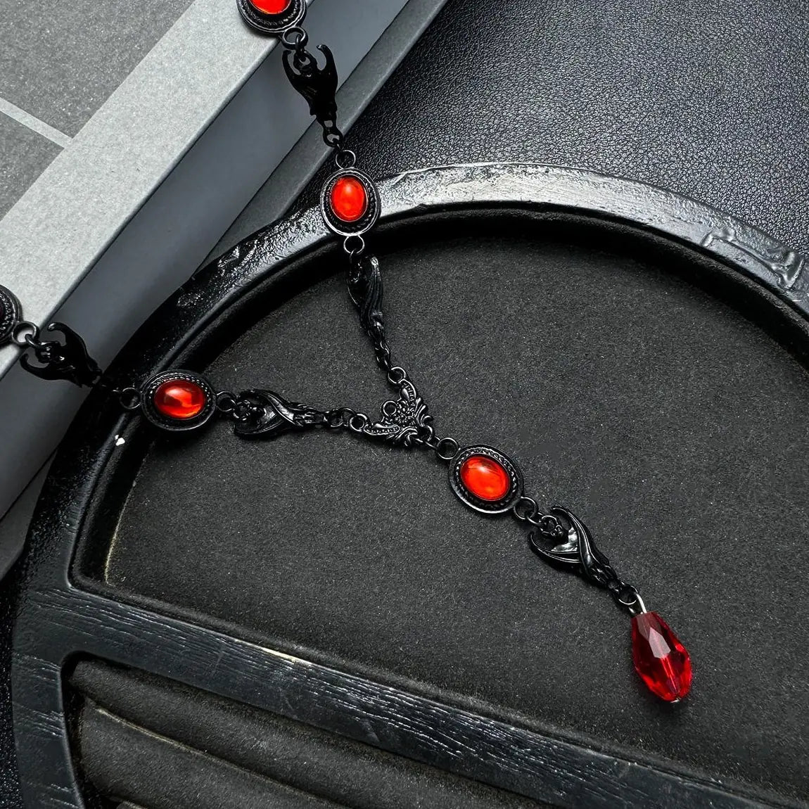 Accessories Gothic Red Heart Crystal Pendant Necklace