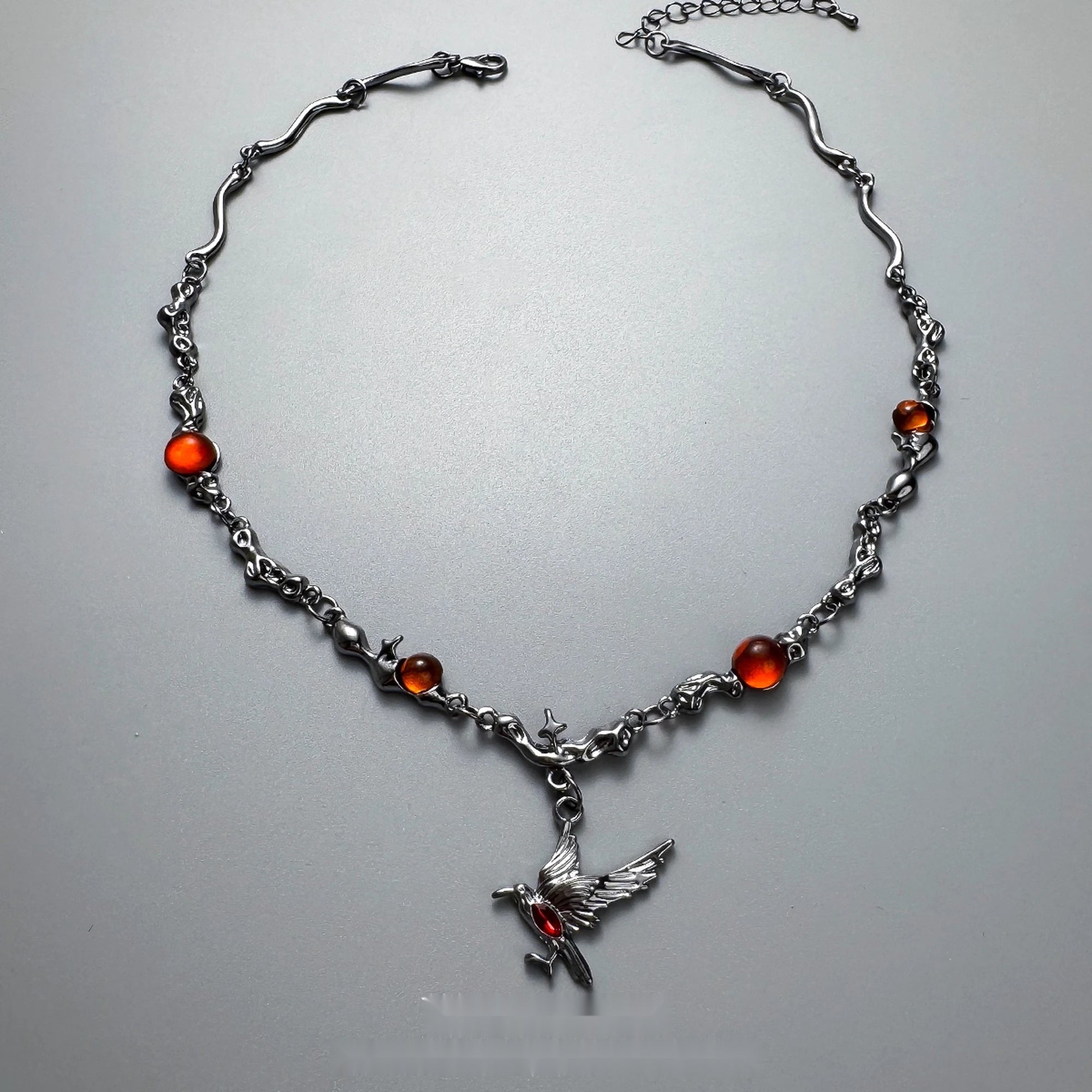 Accessories_Gothic_Red_Zircon_Raven_Choker_Necklace_MISSTT