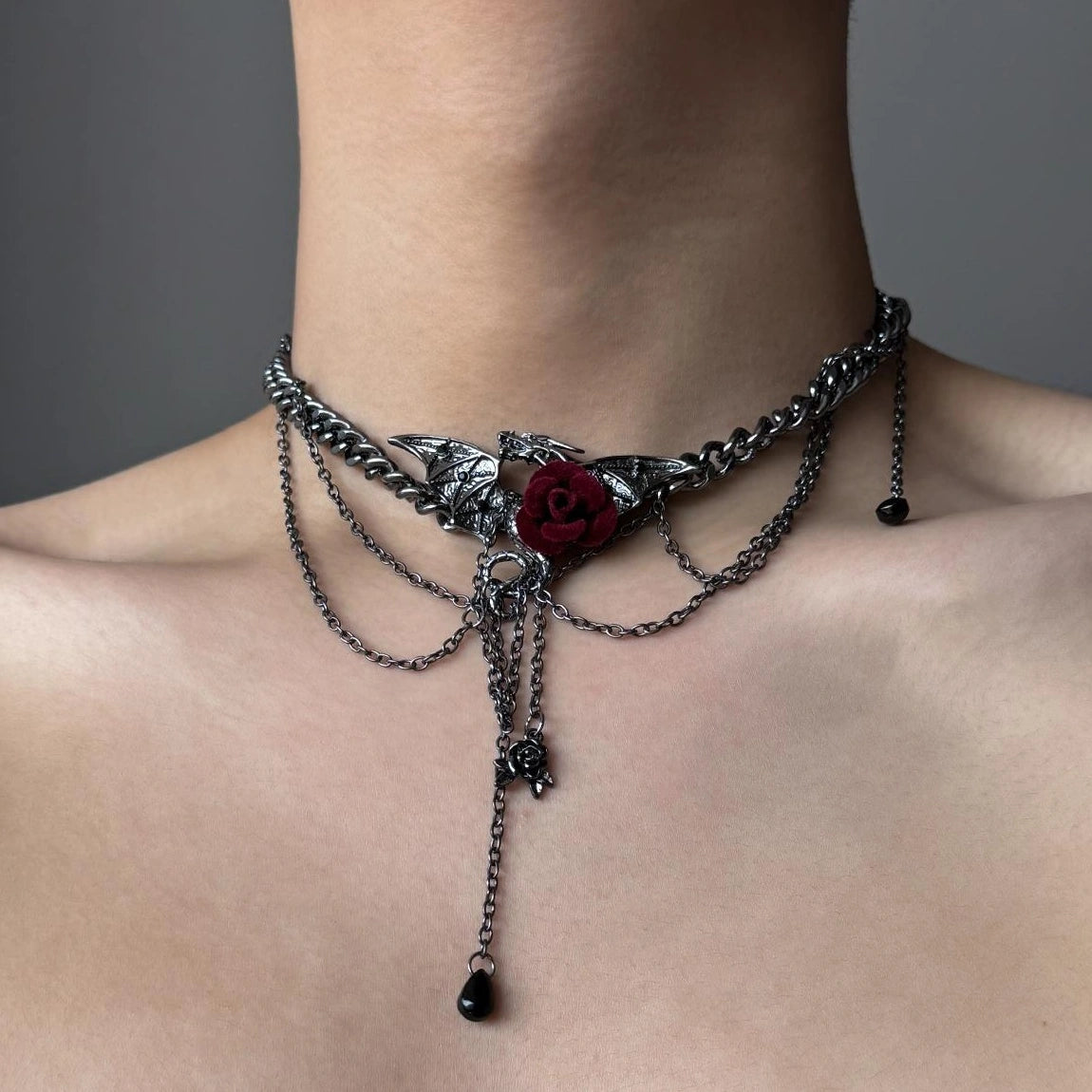 Accessories Gothic Rose Chain With Vintage Tassels