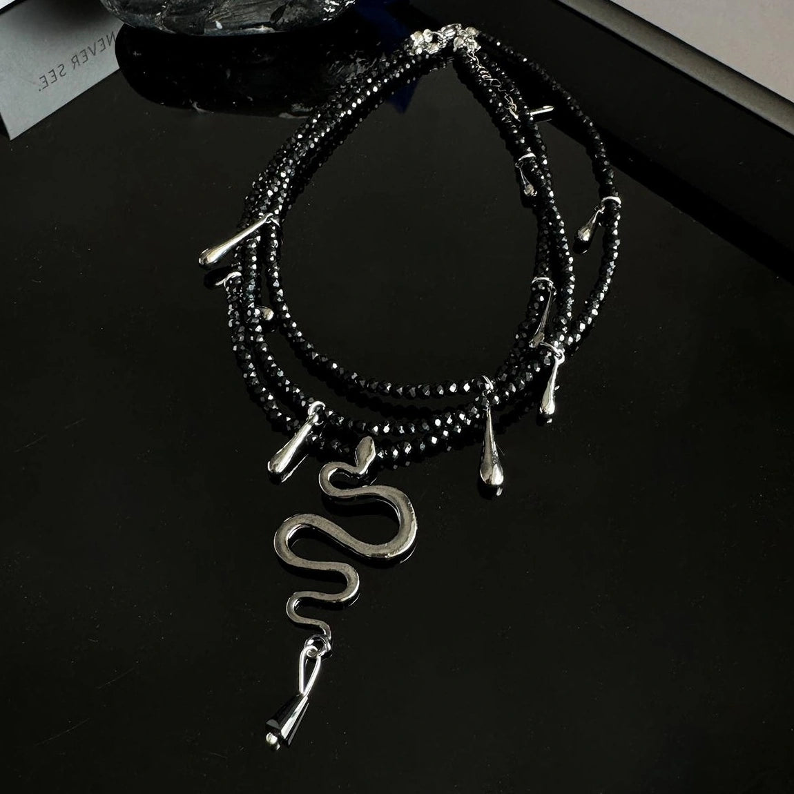 Accessories Gothic Snake Crystal Beaded Choker Necklace