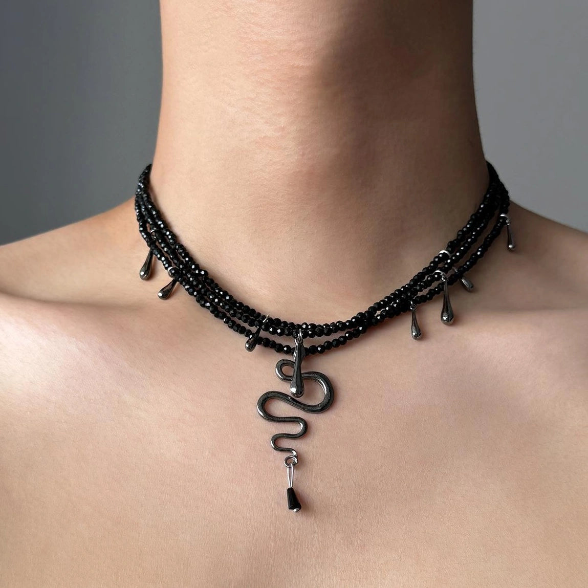Accessories Gothic Snake Crystal Beaded Choker Necklace