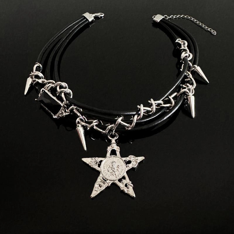 Accessories Gothic Star Rivet Choker Necklace