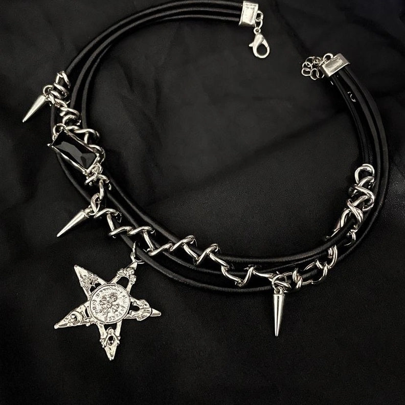 Accessories Gothic Star Rivet Choker Necklace
