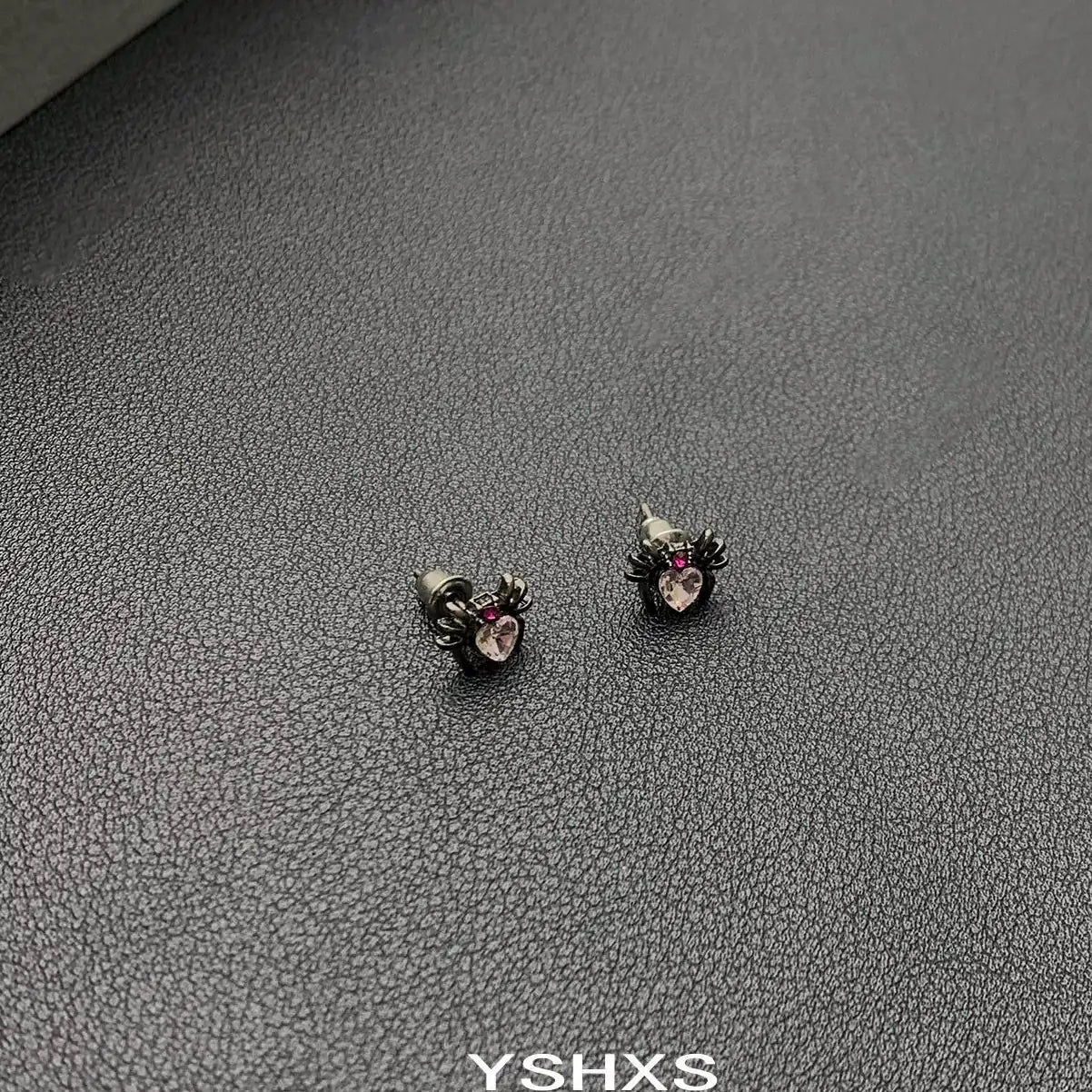 Accessories Gothic Zircon Spider Heart Ear Stud