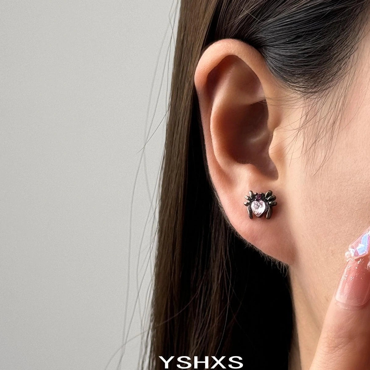 Accessories Gothic Zircon Spider Heart Ear Stud