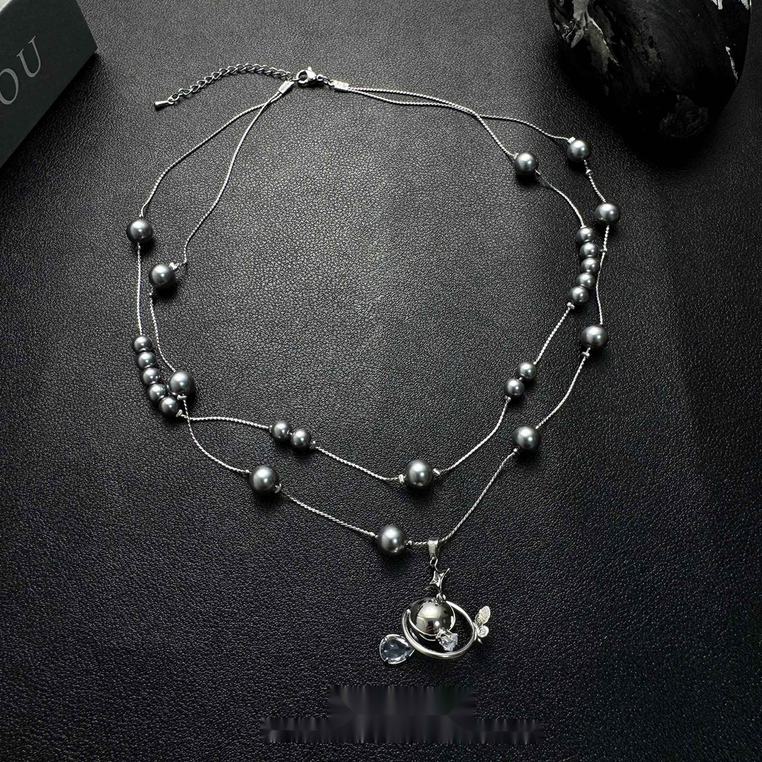 Accessories_Gray_Pearl_Planet_Pendant_Double_Layer_Choker_Necklace_MISSTT